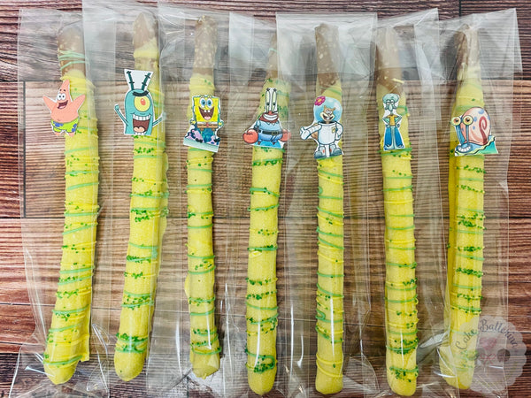 Spongebob Pretzel Rods-Cake Ballerina-Cake Pops