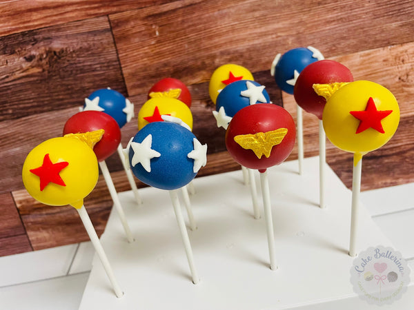 Wonder Woman Cake Pops-Cake Ballerina-Cake Pops