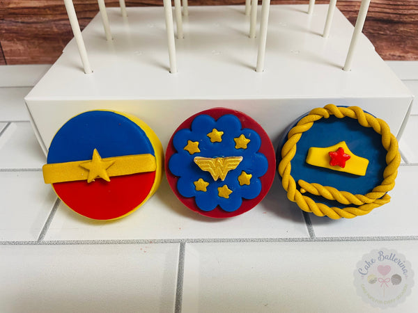 Wonder Woman Oreos-Cake Ballerina-Cake Pops