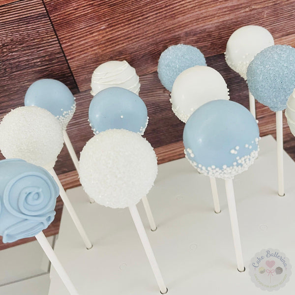 Baby Blue and White Cake Pops-Cake Ballerina-Cake Pops