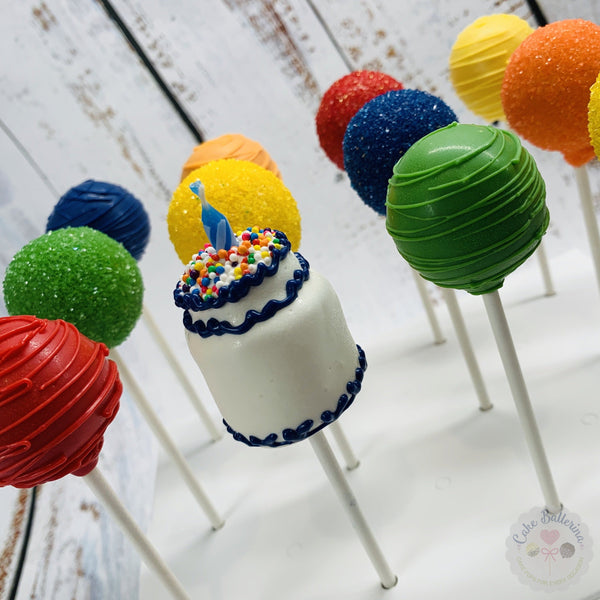Primary Birthday Cake Cake Pops-Cake Ballerina-Cake Pops