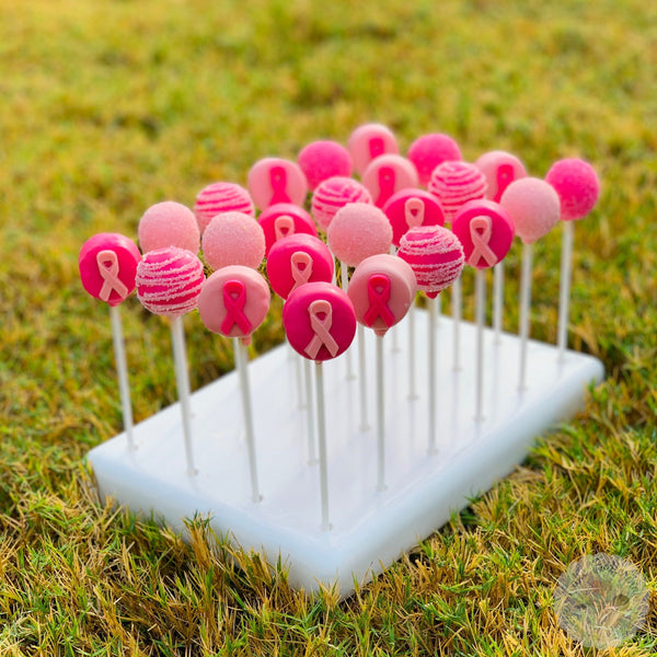 Breast Cancer Ribbon Cake Pops-Cake Ballerina-Cake Pops