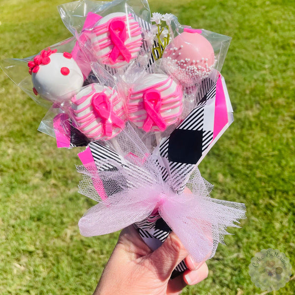 Pink Ribbon Bouquet-Cake Ballerina-Cake Pops
