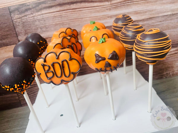 Orange and Black Halloween Cake Pops-Cake Ballerina-Cake Pops
