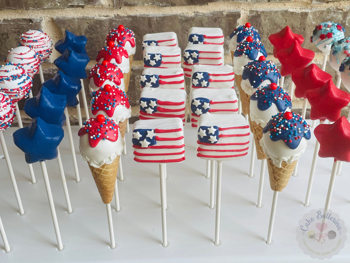 Red, White and Blue 4th of July Candy Cane Stripes Cake Pop Party