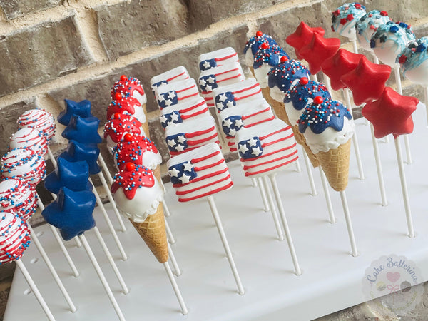 Red, White, and Blue Cake Pops-Cake Ballerina-Cake Pops
