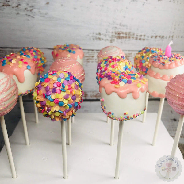Pink Birthday Cake Cake Pops-Cake Ballerina-Cake Pops