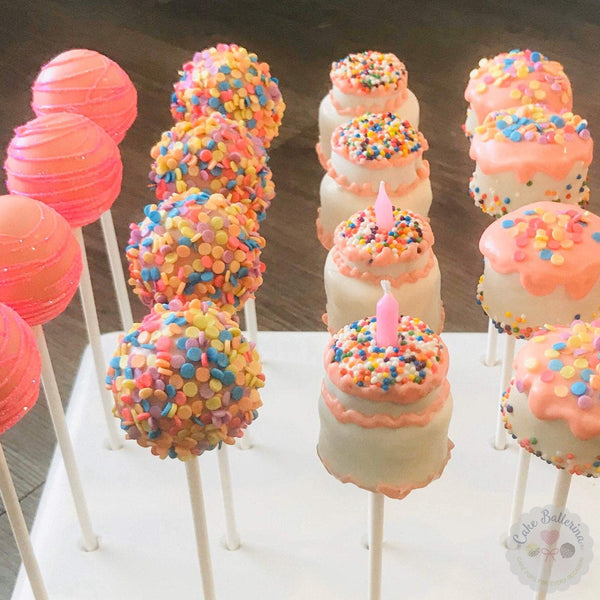 Pink Birthday Cake Cake Pops-Cake Ballerina-Cake Pops