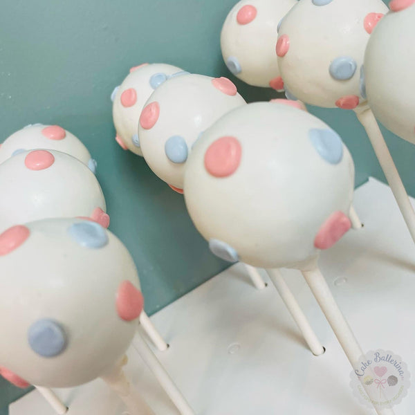 Gender Reveal Polka Dot Cake Pops-Cake Ballerina-Cake Pops