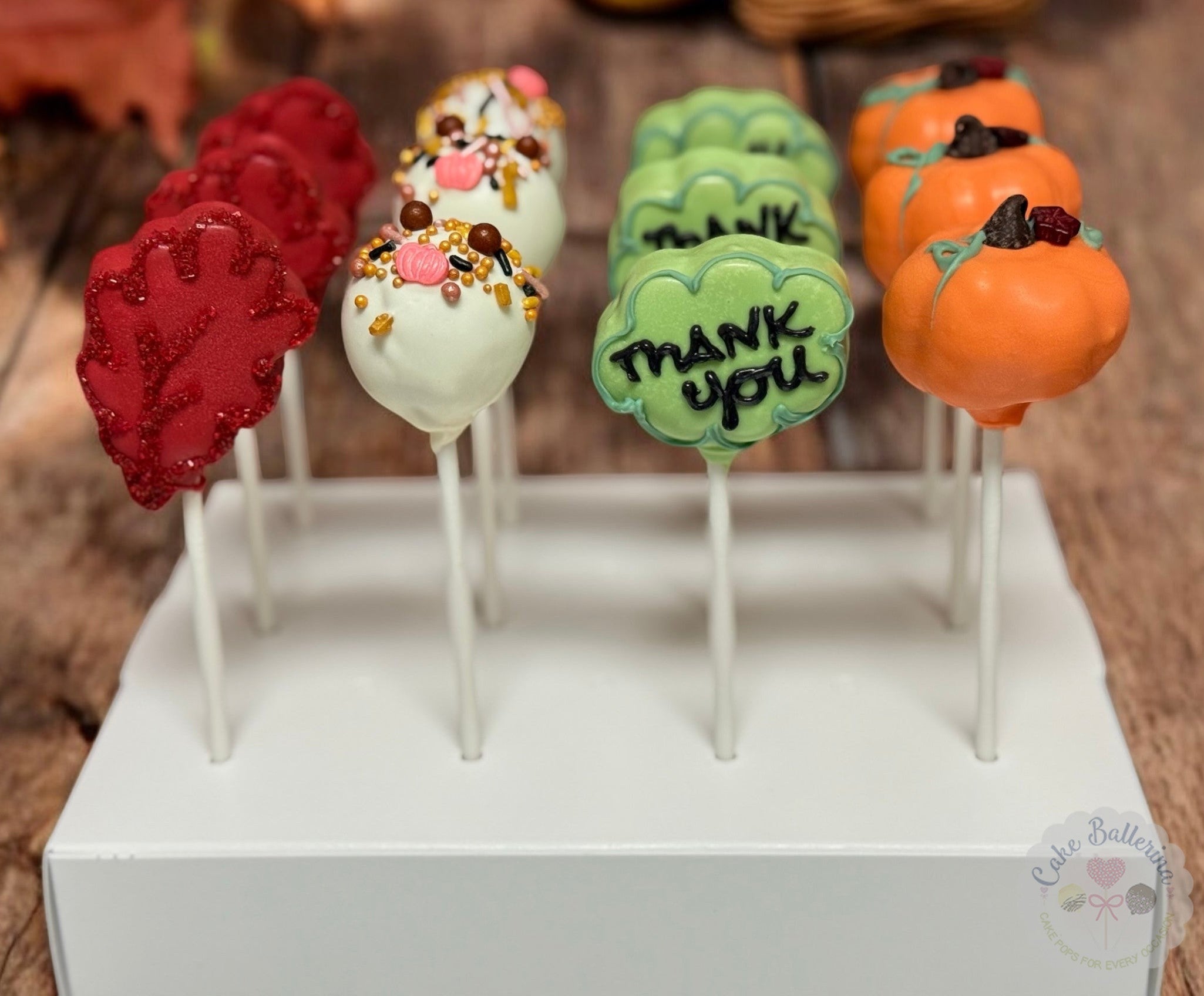 Fall themed Thank you dozen-Cake Ballerina-Cake Pops