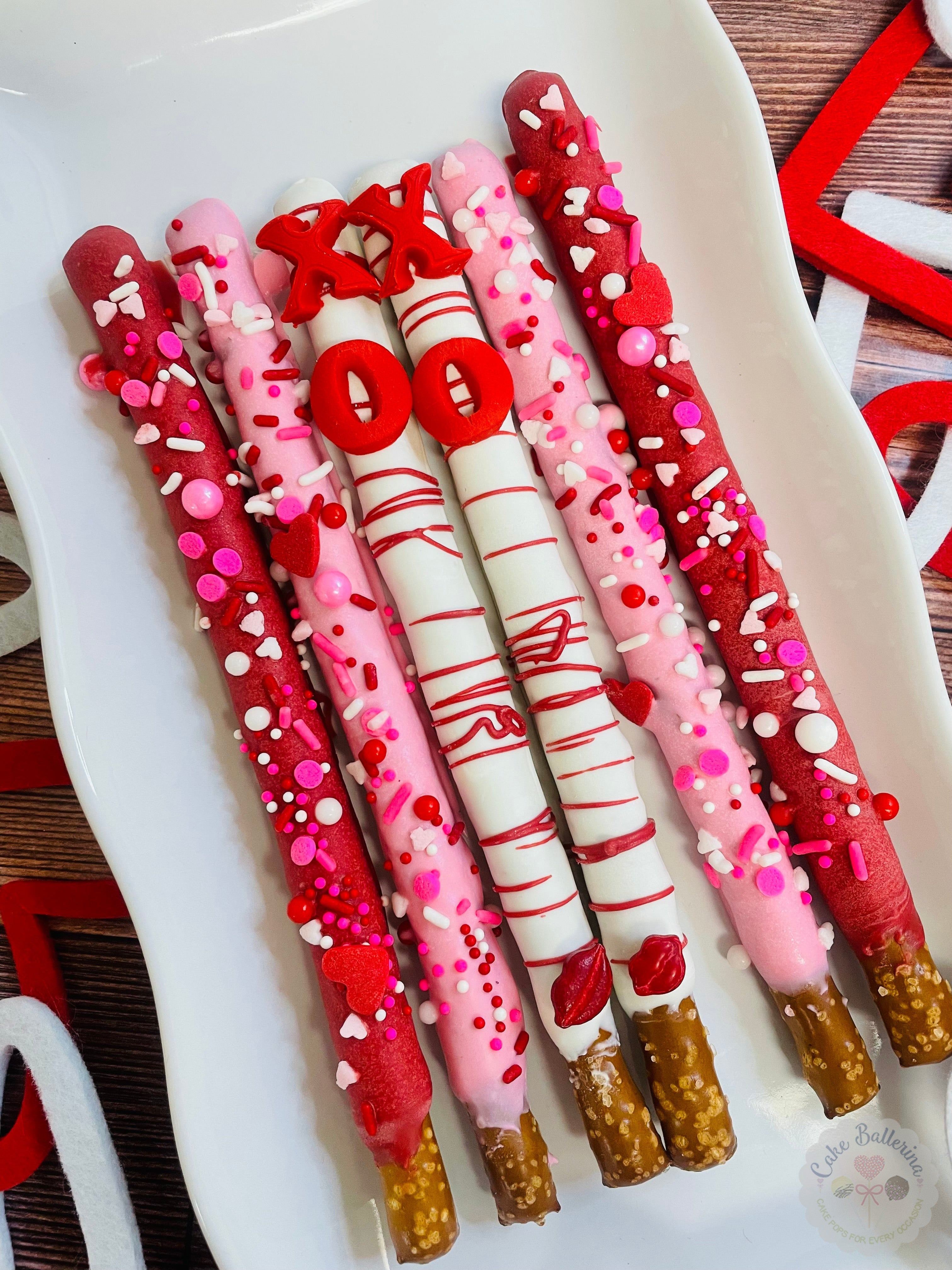 Valentine's Pretzel Rods-Cake Ballerina-Cake Pops