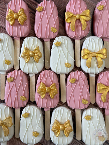 Bow & Crown Cakesicles | Princess Party Treats-Cake Ballerina-Cake Pops
