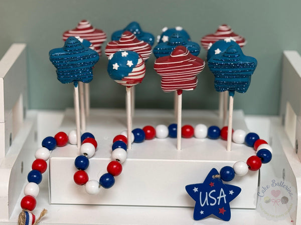 Stars and Stripes, Red White and Blue Cake Pops-Cake Ballerina-Cake Pops