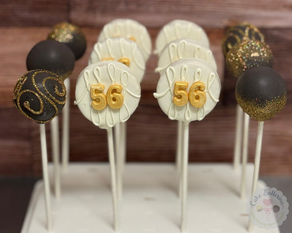 Black and Gold Birthday Cake Pops-Cake Ballerina-Cake Pops