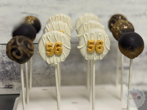 Black and Gold Birthday Cake Pops-Cake Ballerina-Cake Pops