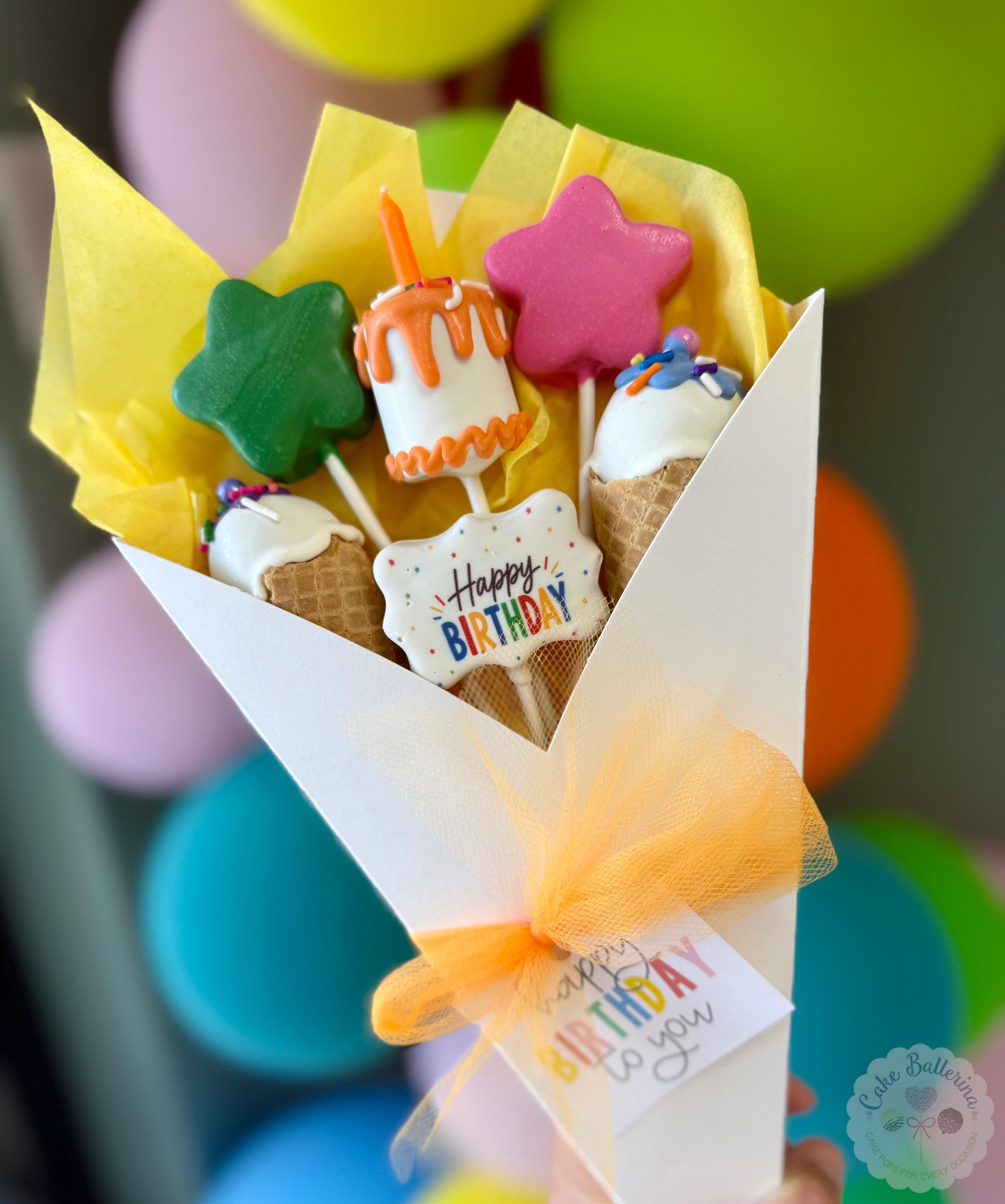 Happy Birthday Bouquet-Cake Ballerina-Cake Pops