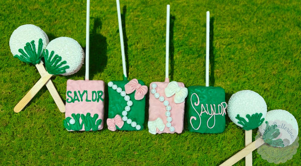 Golf Themed Rice Krispies-Cake Ballerina-Cake Pops