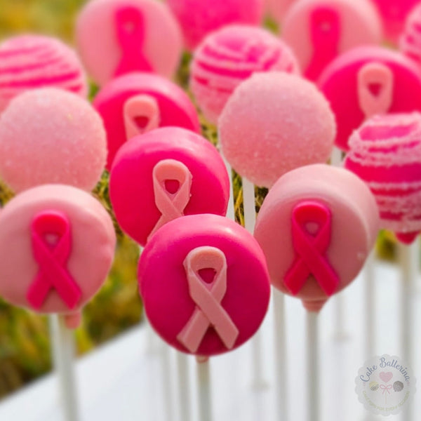Breast Cancer Ribbon Cake Pops-Cake Ballerina-Cake Pops
