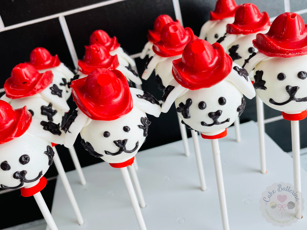 50+ Best 101 Dalmatians Birthday Cake Ideas and Designs (2026) 51 Dalmatian Fireman Dog Cake Pops exclusive at Cake Ballerina