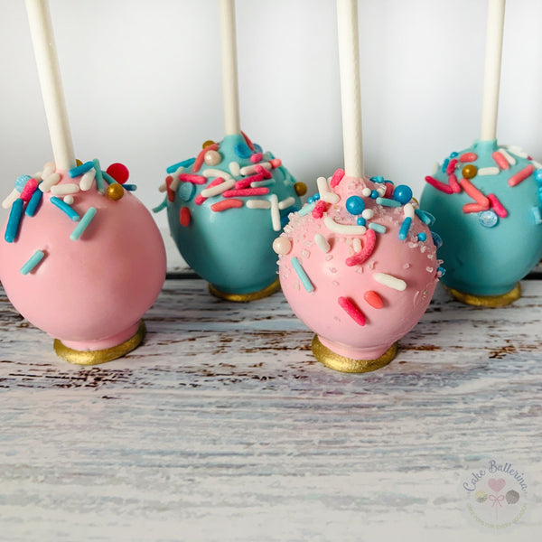 Gender Reveal Sprinkle Cake Pops-Cake Ballerina-Cake Pops