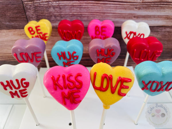 Valentine's Conversation Heart Dozen-Cake Ballerina-Cake Pops