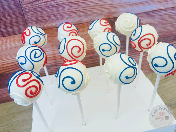 Red, White, and Blue Swirl Cake Pops-Cake Ballerina-Cake Pops