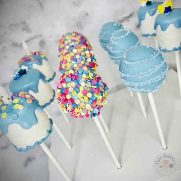 Blue Birthday Cake Cake Pops-Cake Ballerina-Cake Pops