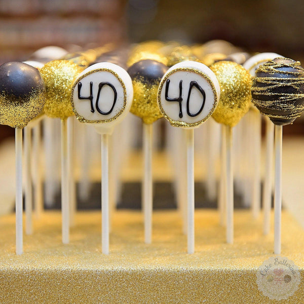Black and Gold Birthday Cake Pops-Cake Ballerina-Cake Pops
