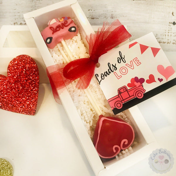 Loads of Love Valentines box of 2 Cake Pops-Cake Ballerina-Cake Pops