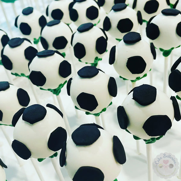 Soccer ball cake pops. | Soccer cake pops, Soccer cake, Soccer ball cake